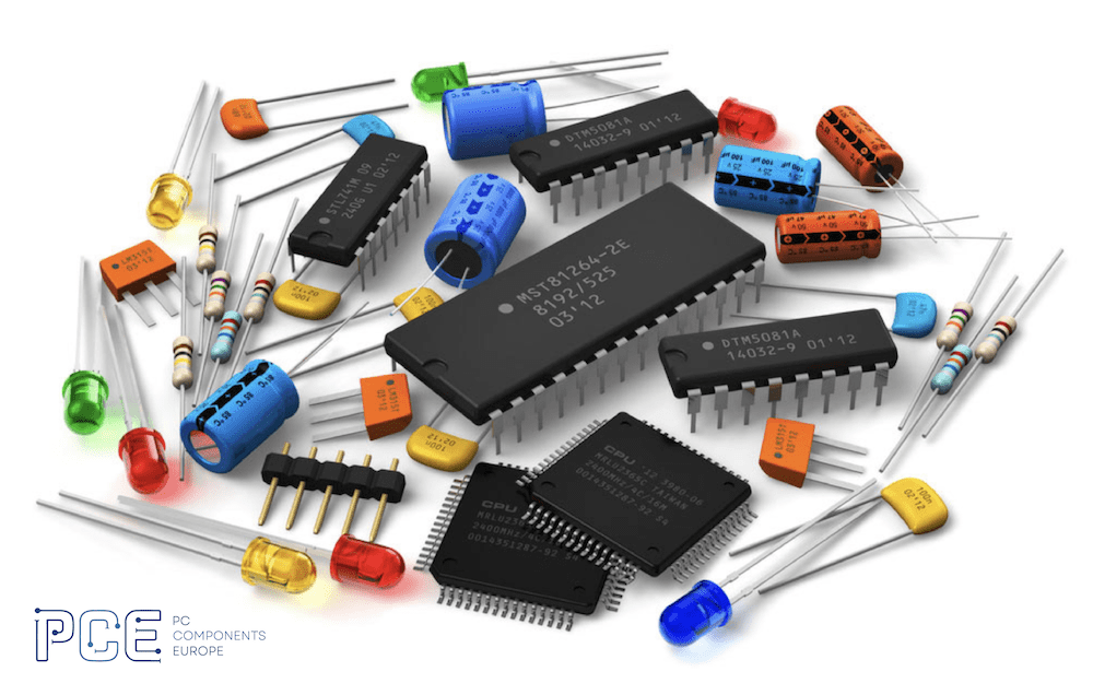 Electronic-and-electromechanical-components-different-colours